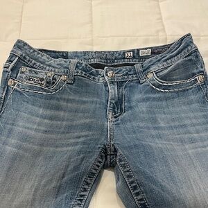 Miss Me Light Blue Easy Boot Cut Women's Jeans with Embellishments